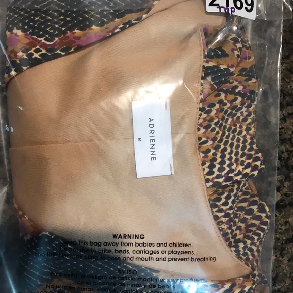 Adrienne Multicolor V-Neck Blouse Size Medium #2169 - Picture 5 of 5